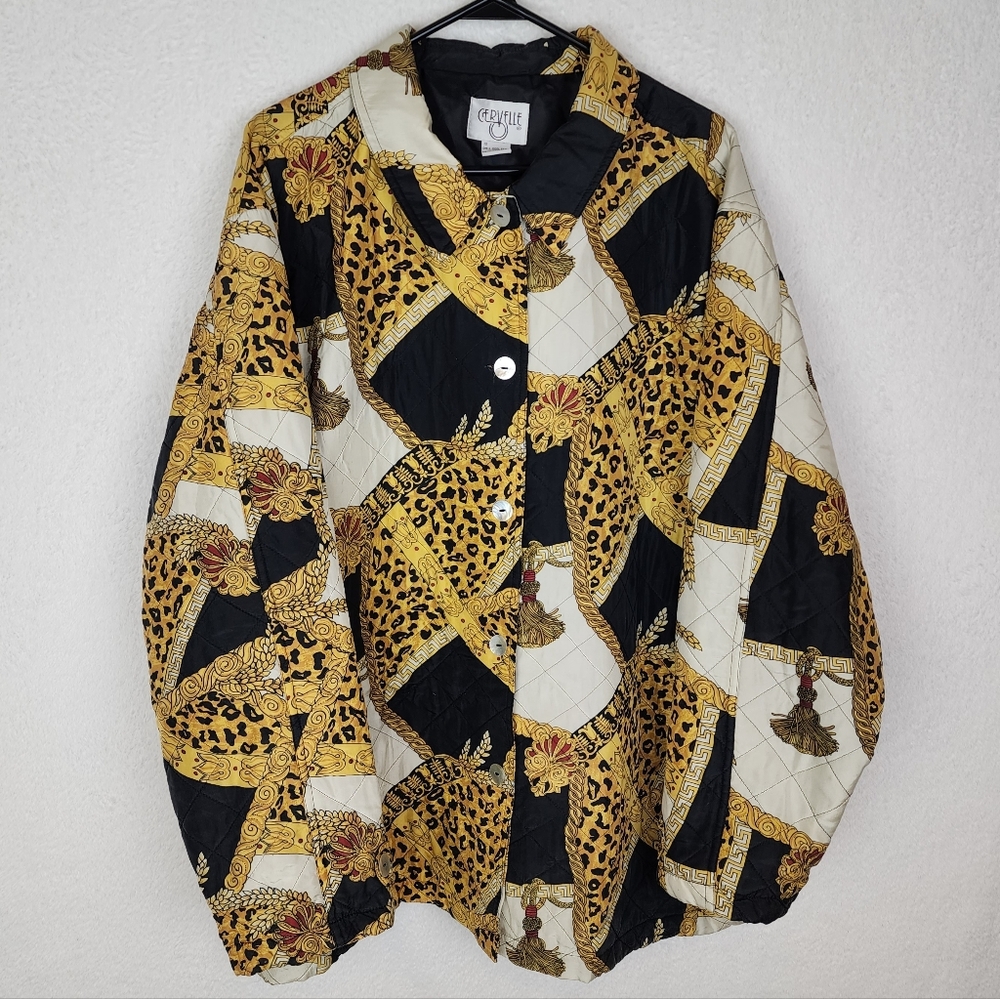 VINTAGE CERVELLE Silk Quilted Bomber Jacket 1X